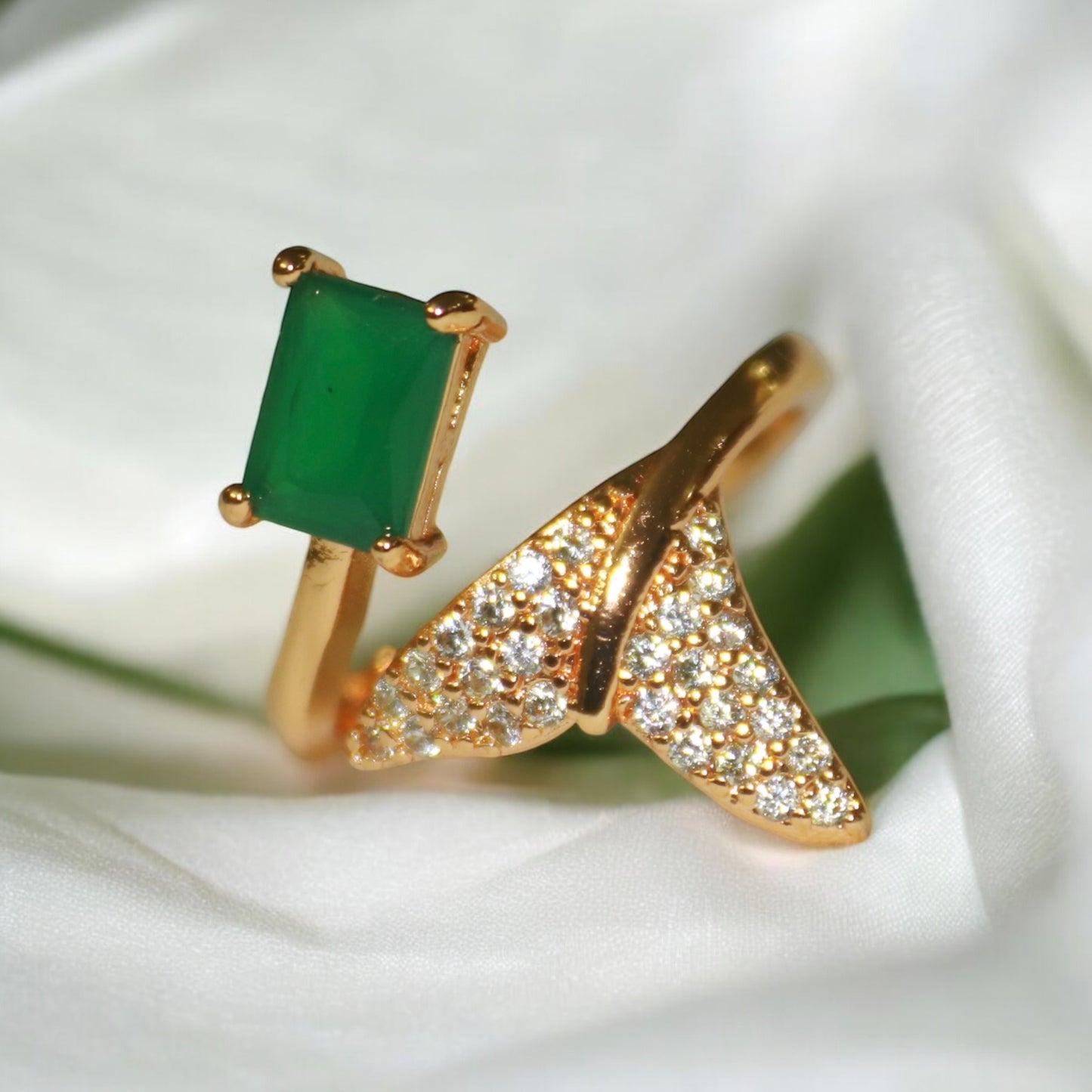 Stunning Green Stone Rose Gold Ring