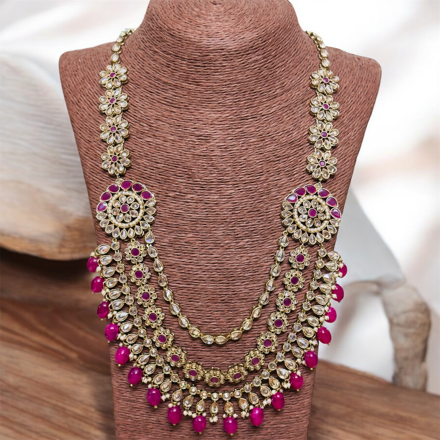 Beautiful Magenta Beaded Victorian Bridal Set