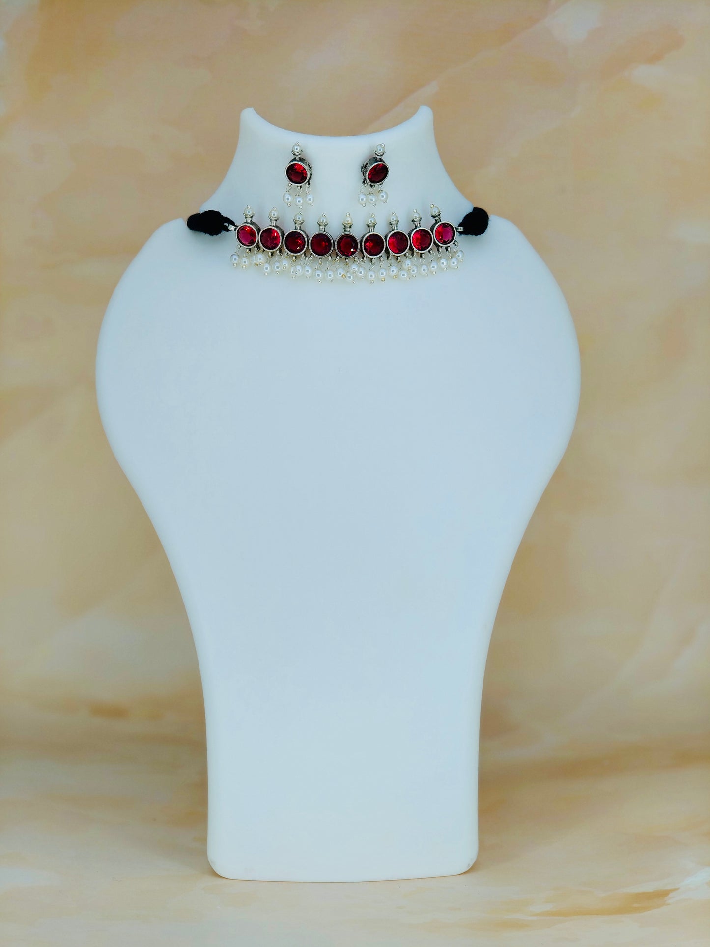 Beautiful Oxidised Choker Ruby