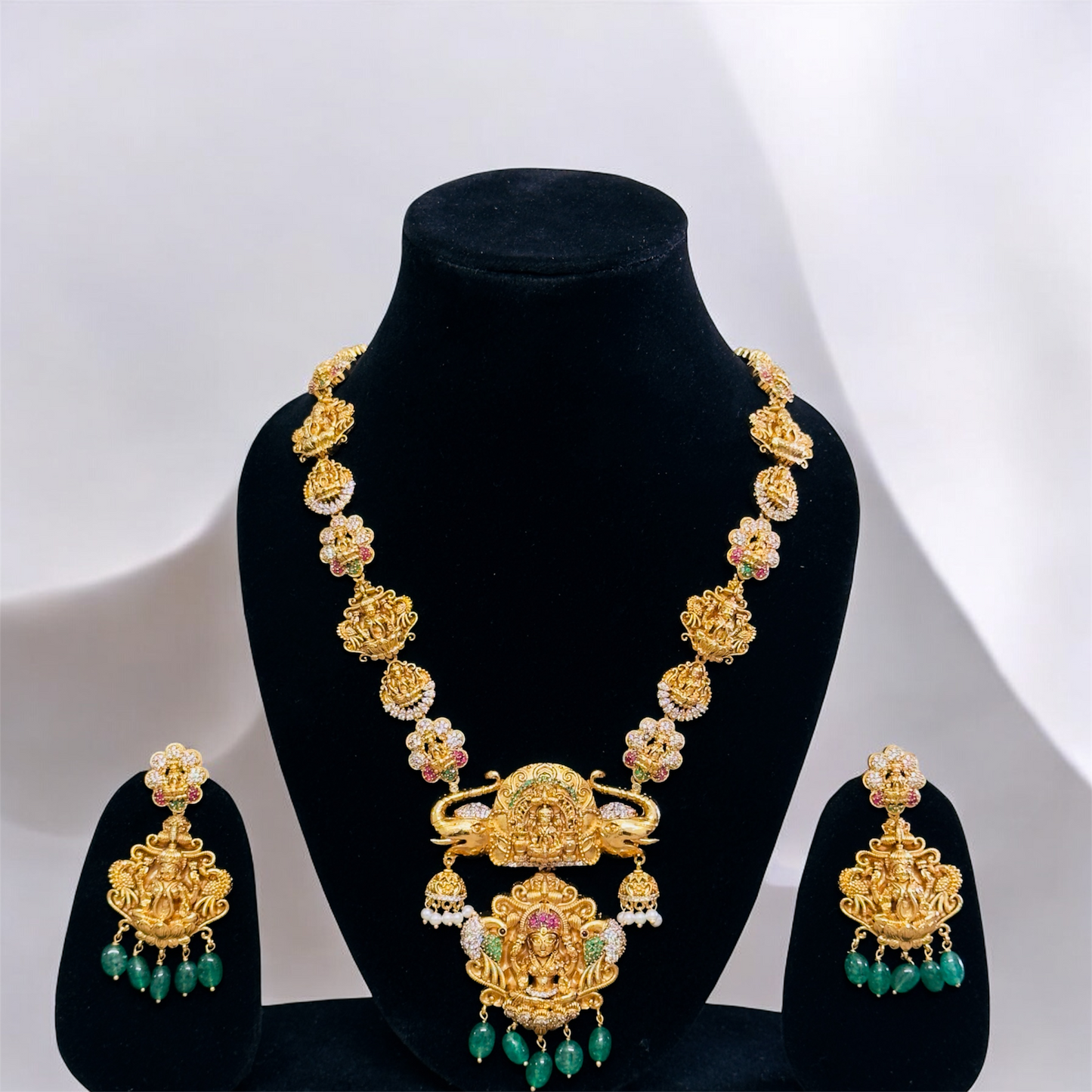 Antique Lakshmi Bridal Haaram & Earrings Set
