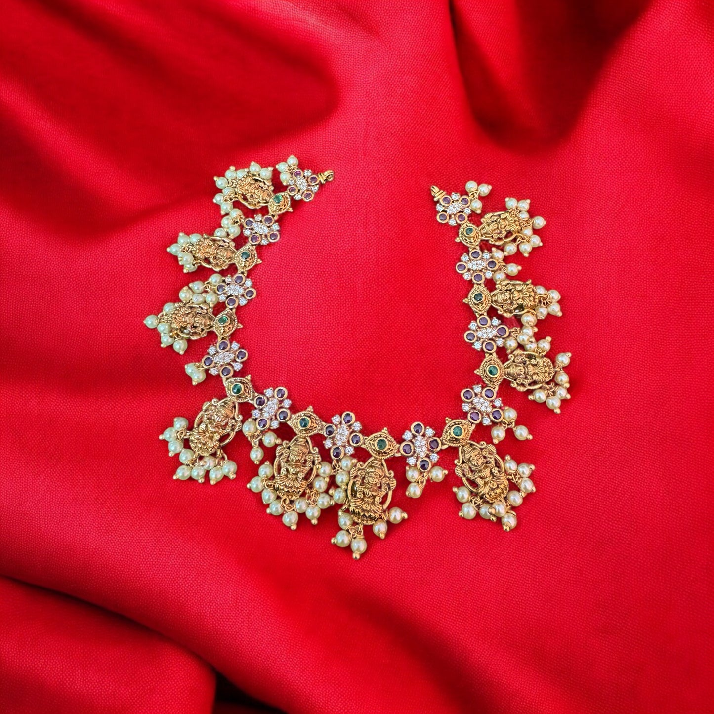 Adorable Lakshmi Design Necklace & Earrings Set
