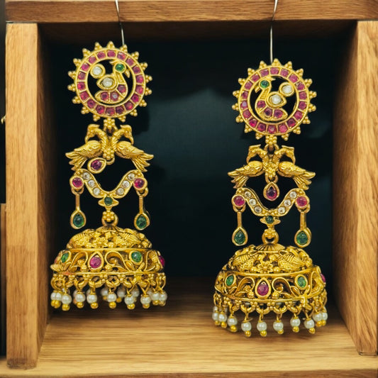 Beautiful Ruby Peacock Jhumka
