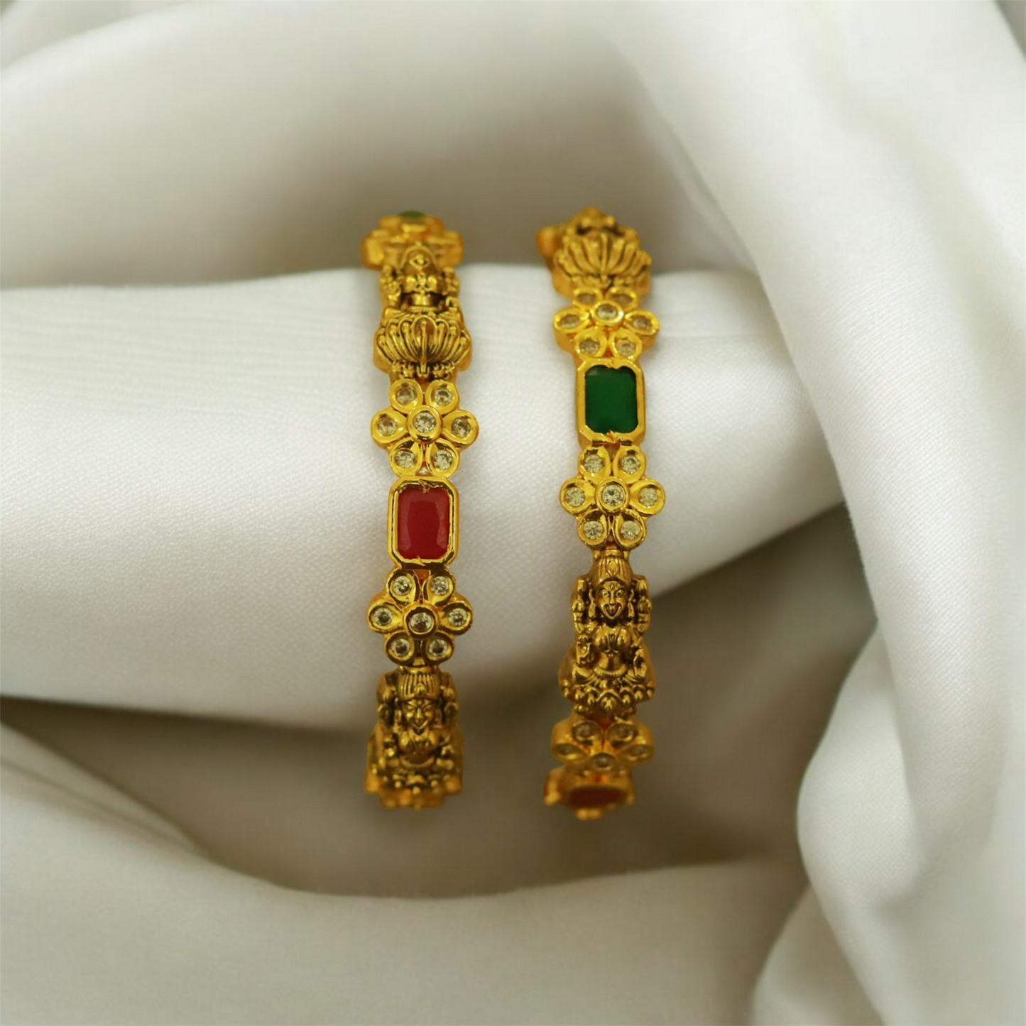 Multi Stones Lakshmi Bangle (Set of 2)