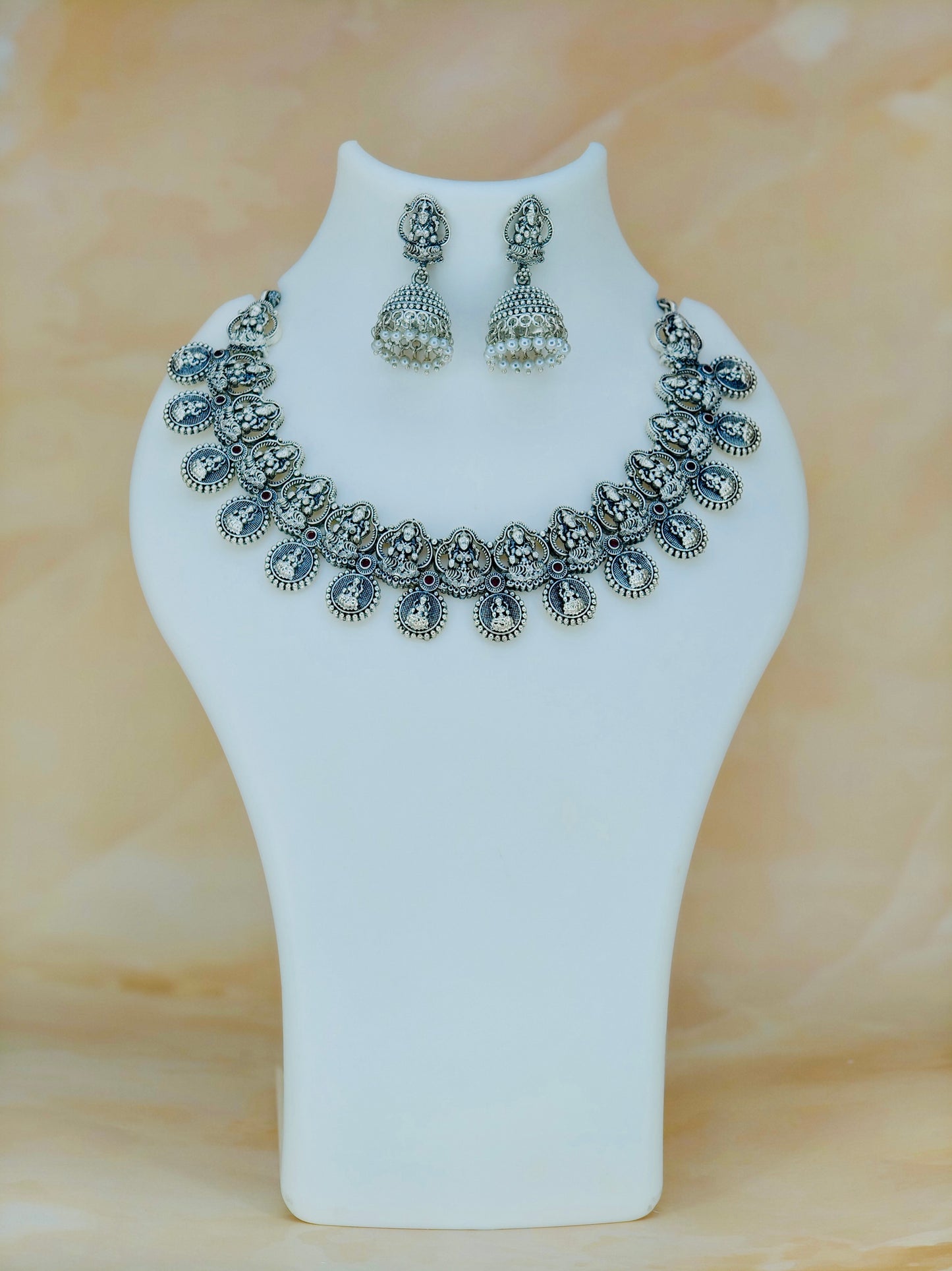 Oxidised Lakshmi Necklace