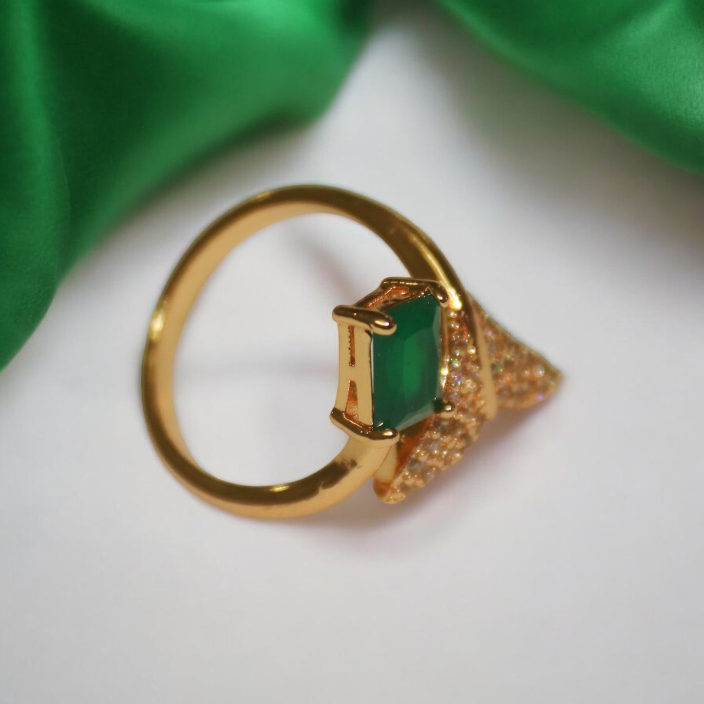 Stunning Green Stone Rose Gold Ring