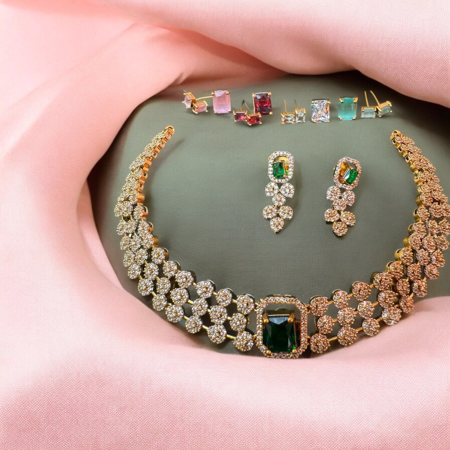 Stunning Stone Changeable Necklace & Earrings Set