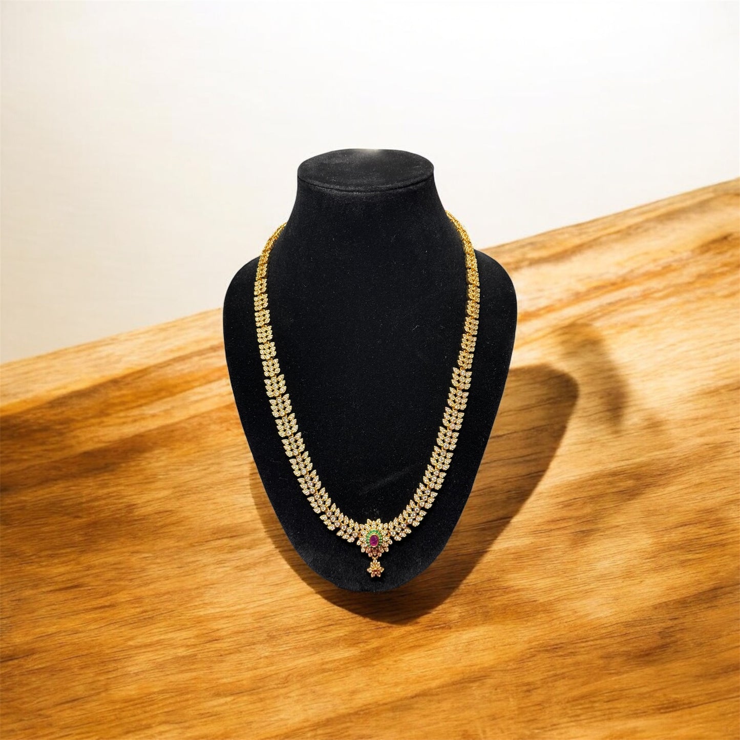 Sparkling White Stone Haaram & Earrings Set