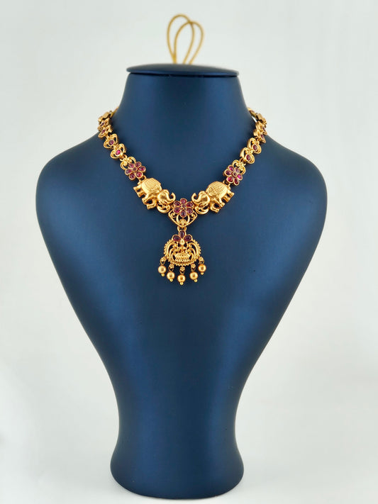 Elephant necklace with ruby