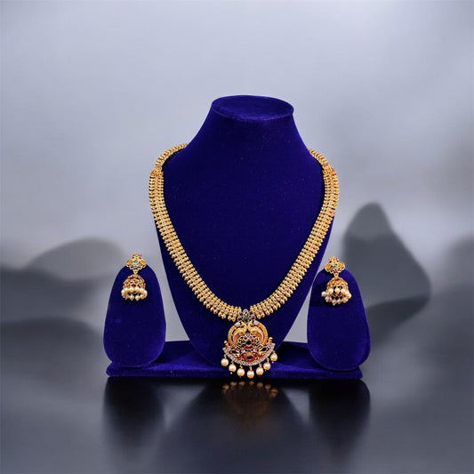 Classic Matte Finish Bridal Haaram & Jumka Set