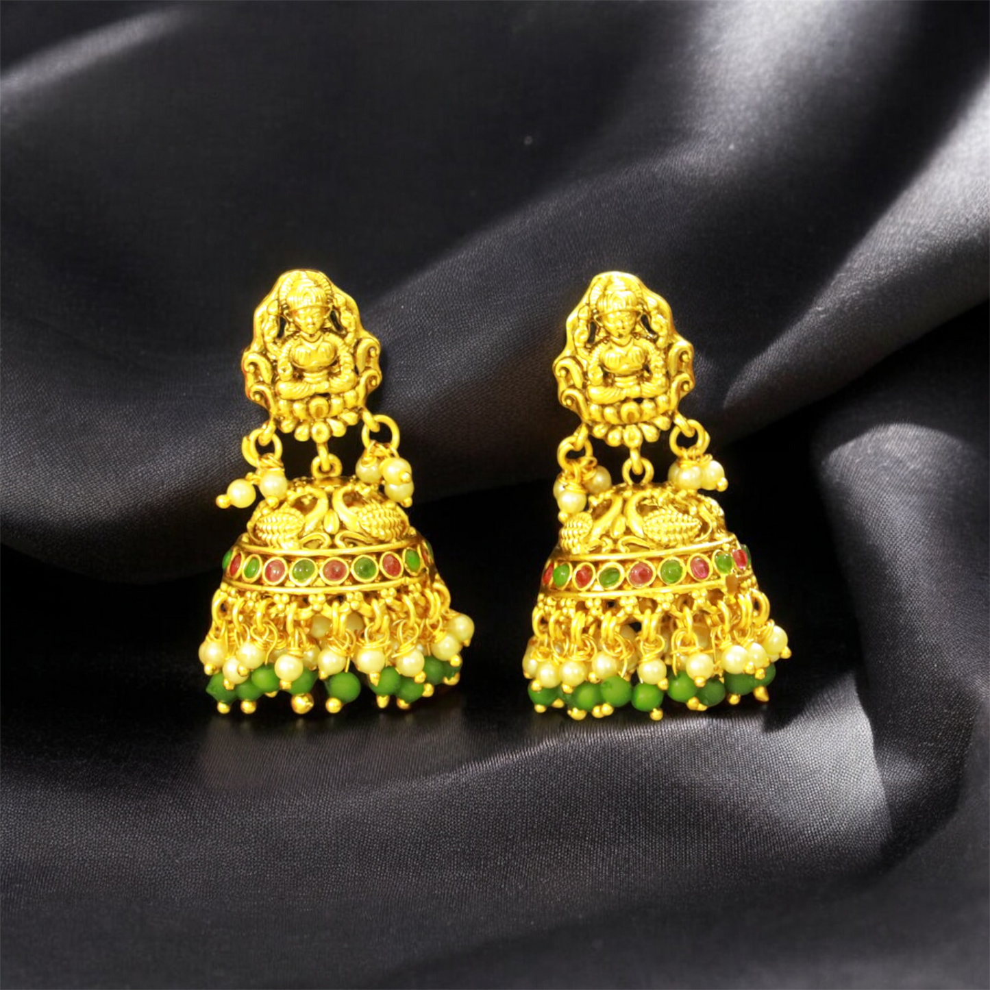 Premium Kemp Manga Lakshmi Bridal Haaram & Jhumka Set