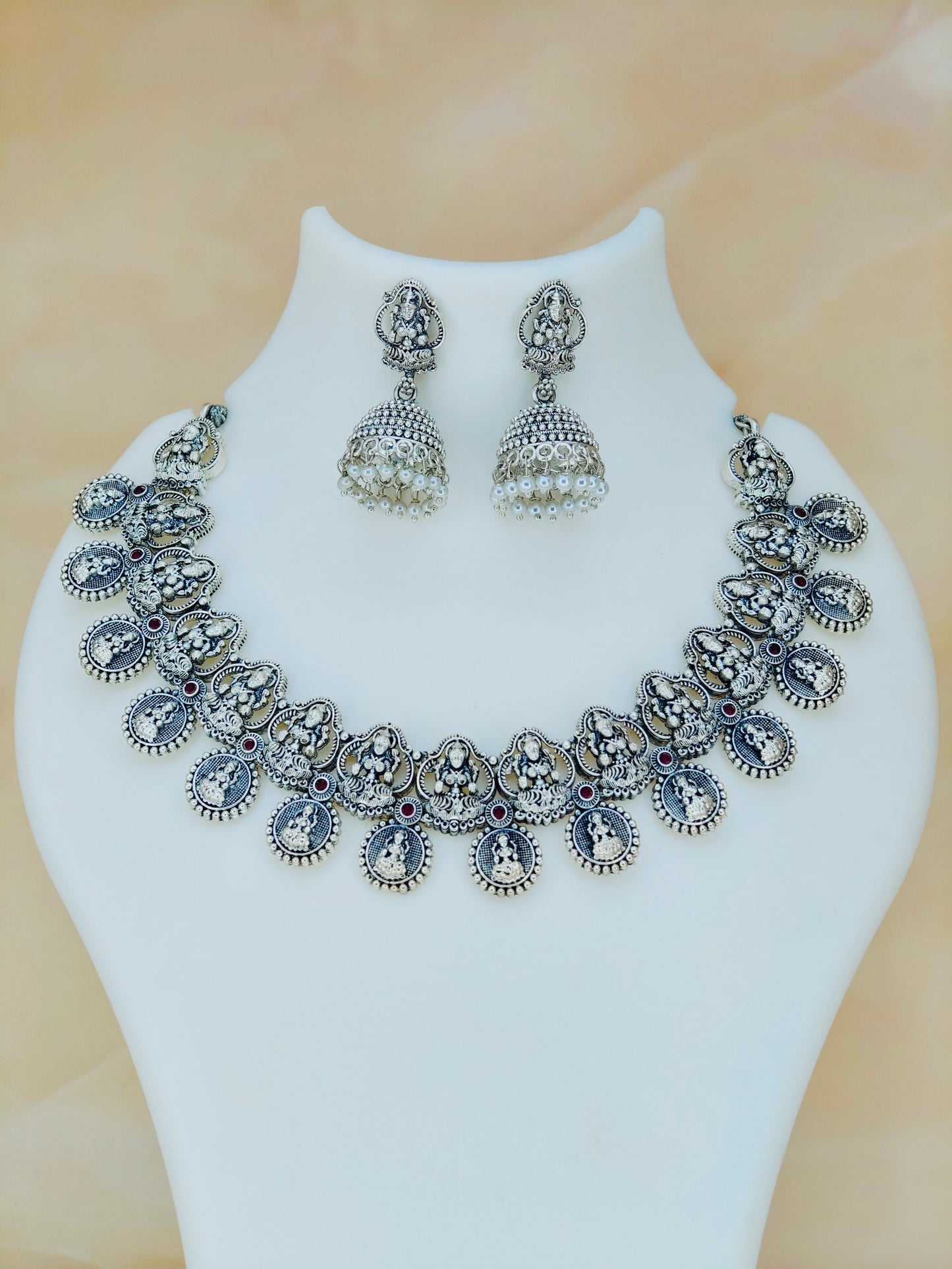 Oxidised Lakshmi Necklace