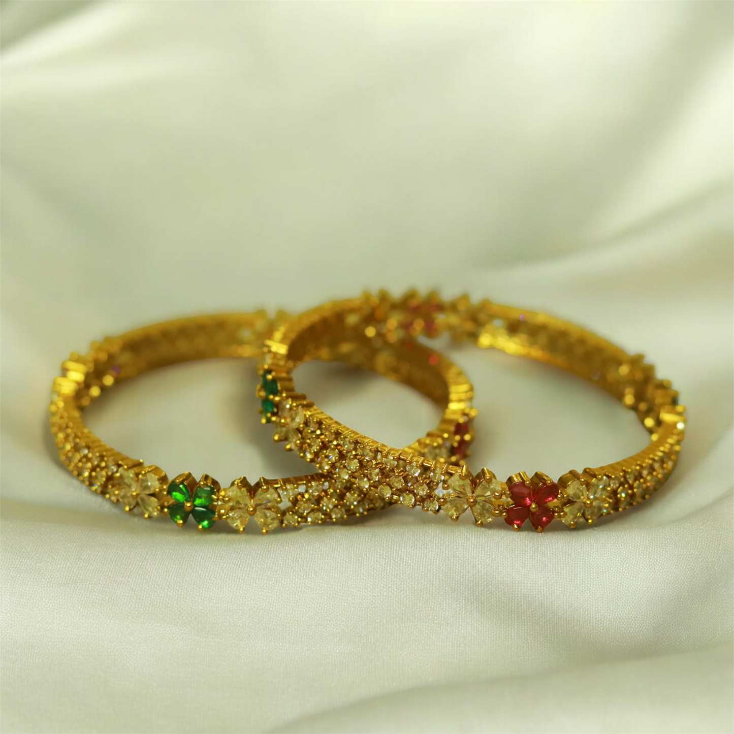 Beautiful Multi Color Stones Bangle (Set of 2)