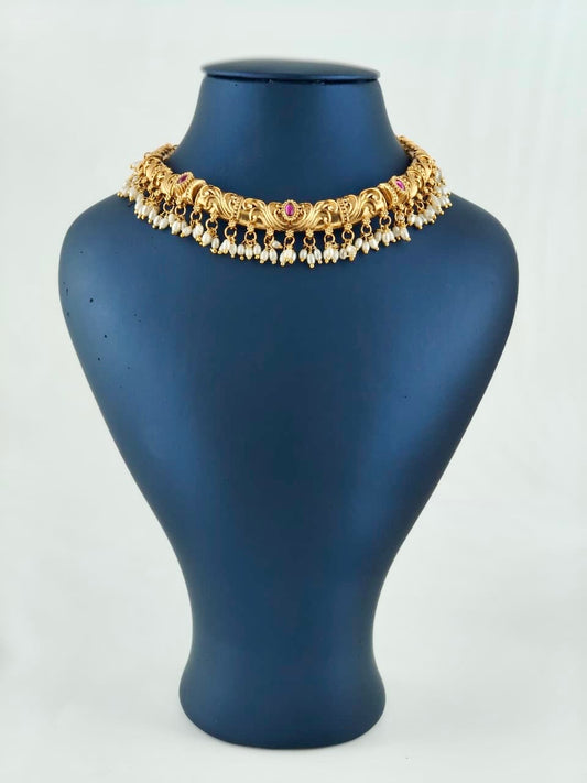 Statement Necklace with rice pearls