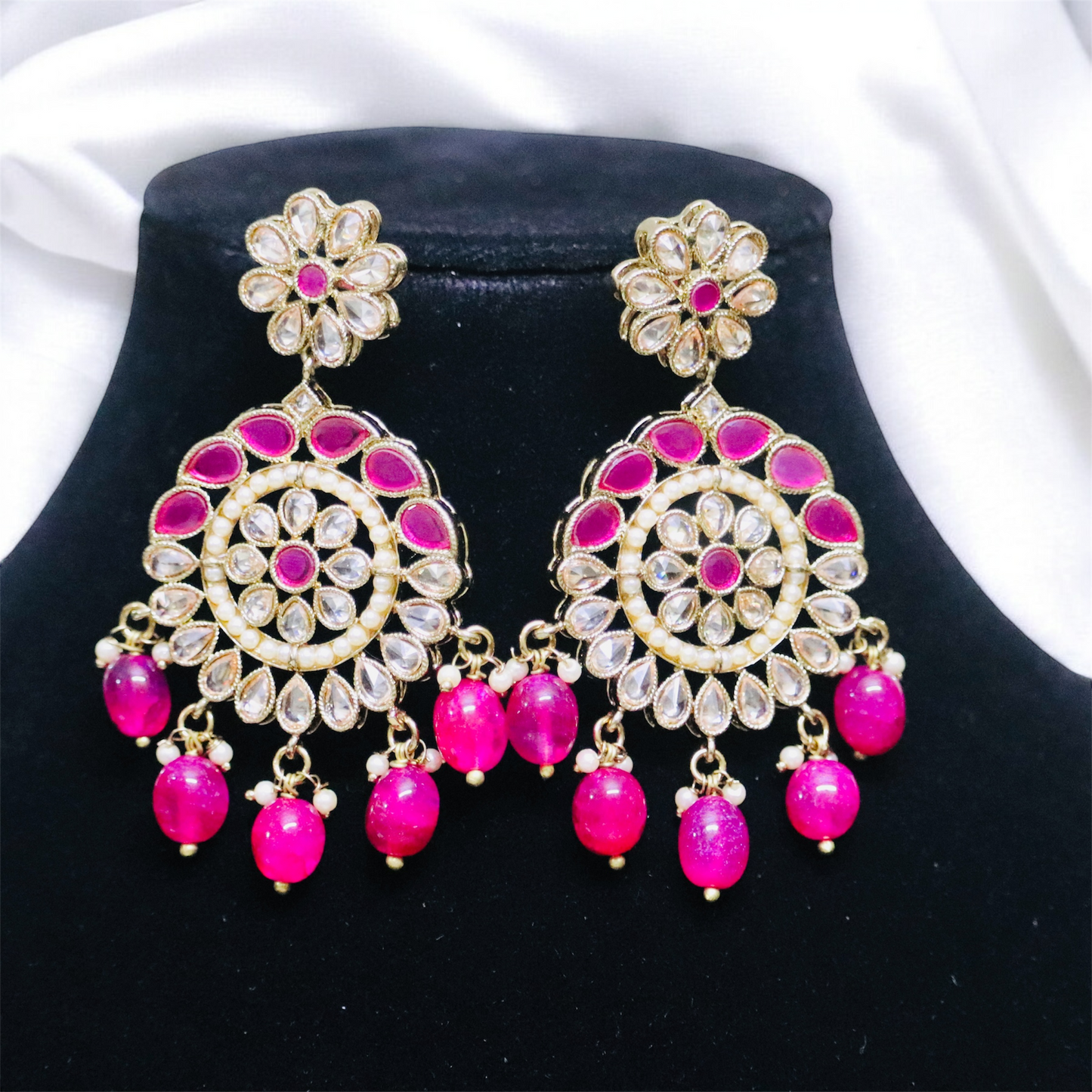Beautiful Magenta Beaded Victorian Bridal Set