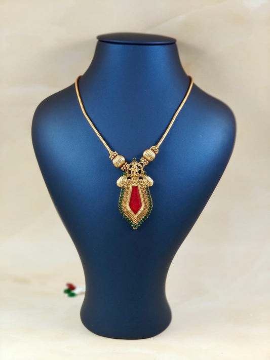 Nagapadam Pendant Necklace Rani Pink Colour