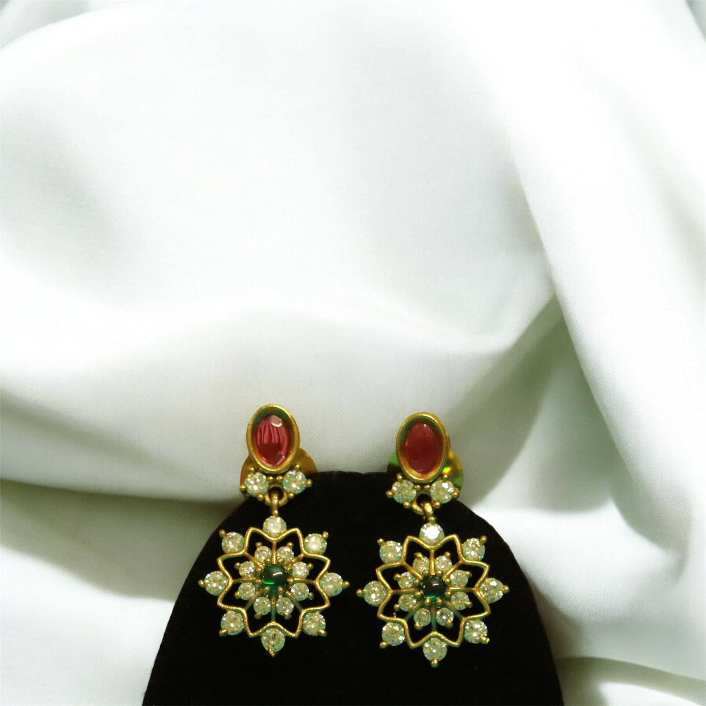 Simple Multi Stone Necklace & Earrings Set