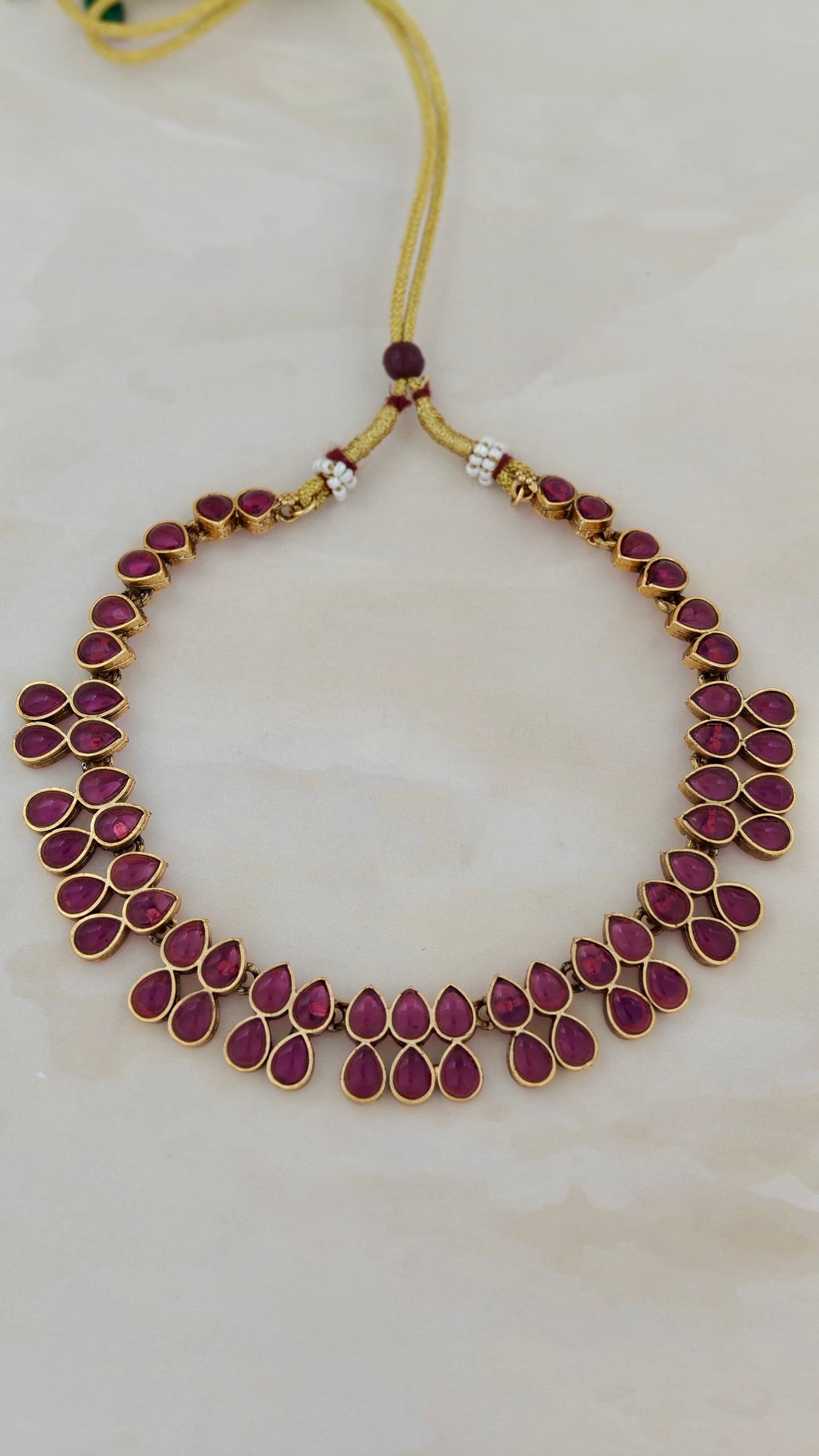 Beautiful Kemp Stone Necklace Magenta
