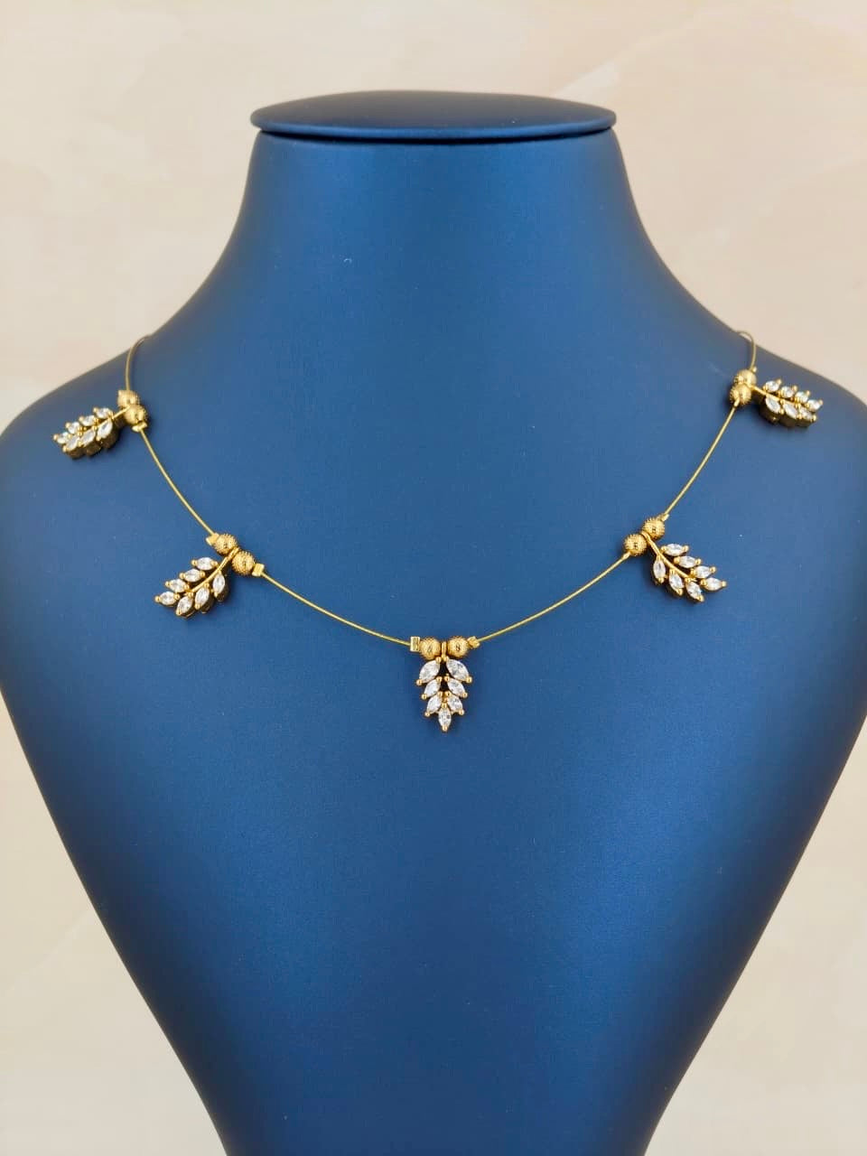 Sparkling A D Stone Leaf Invisible Chain