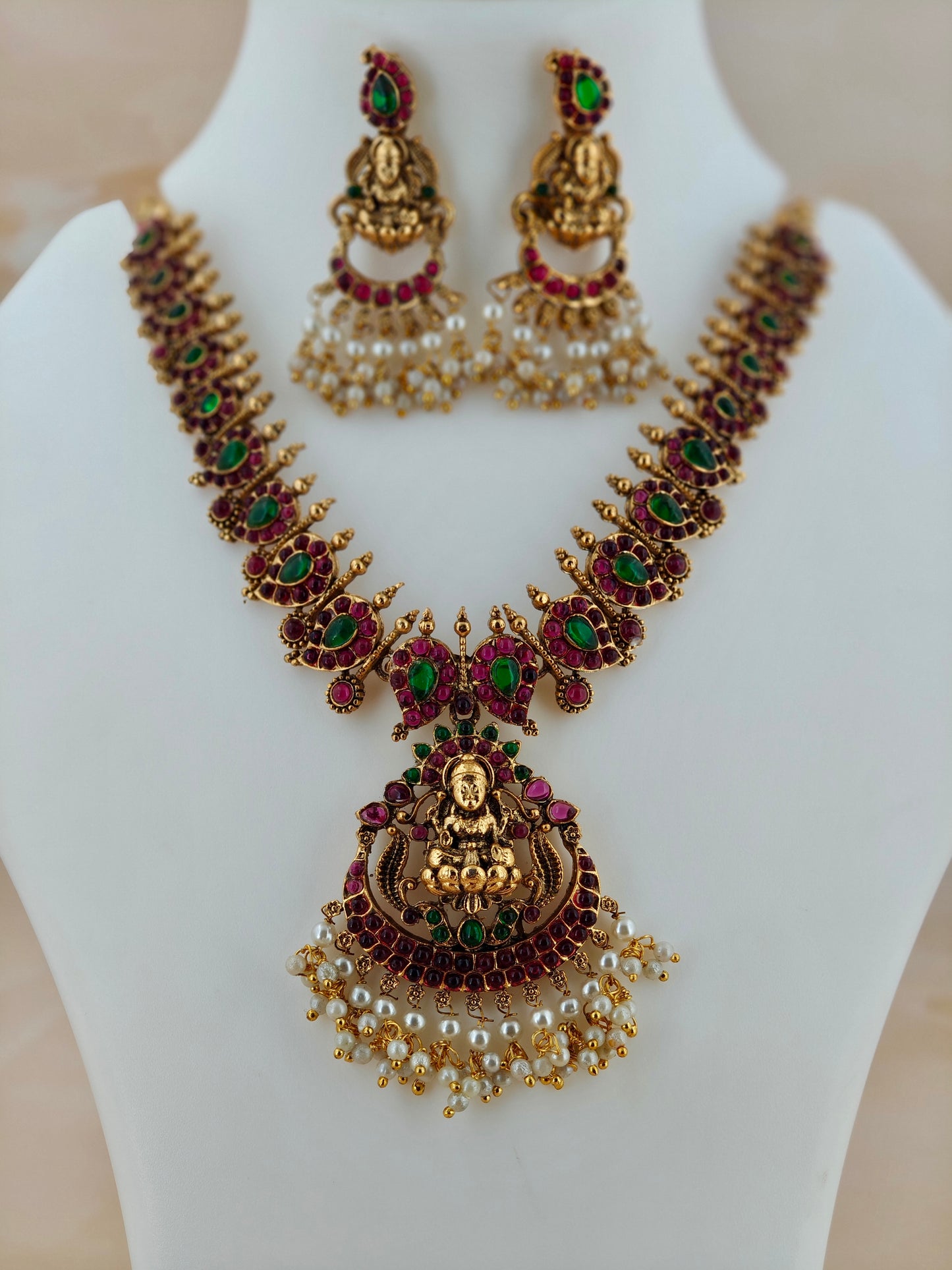 Lakshmi Kempstone Necklace Ruby and Green