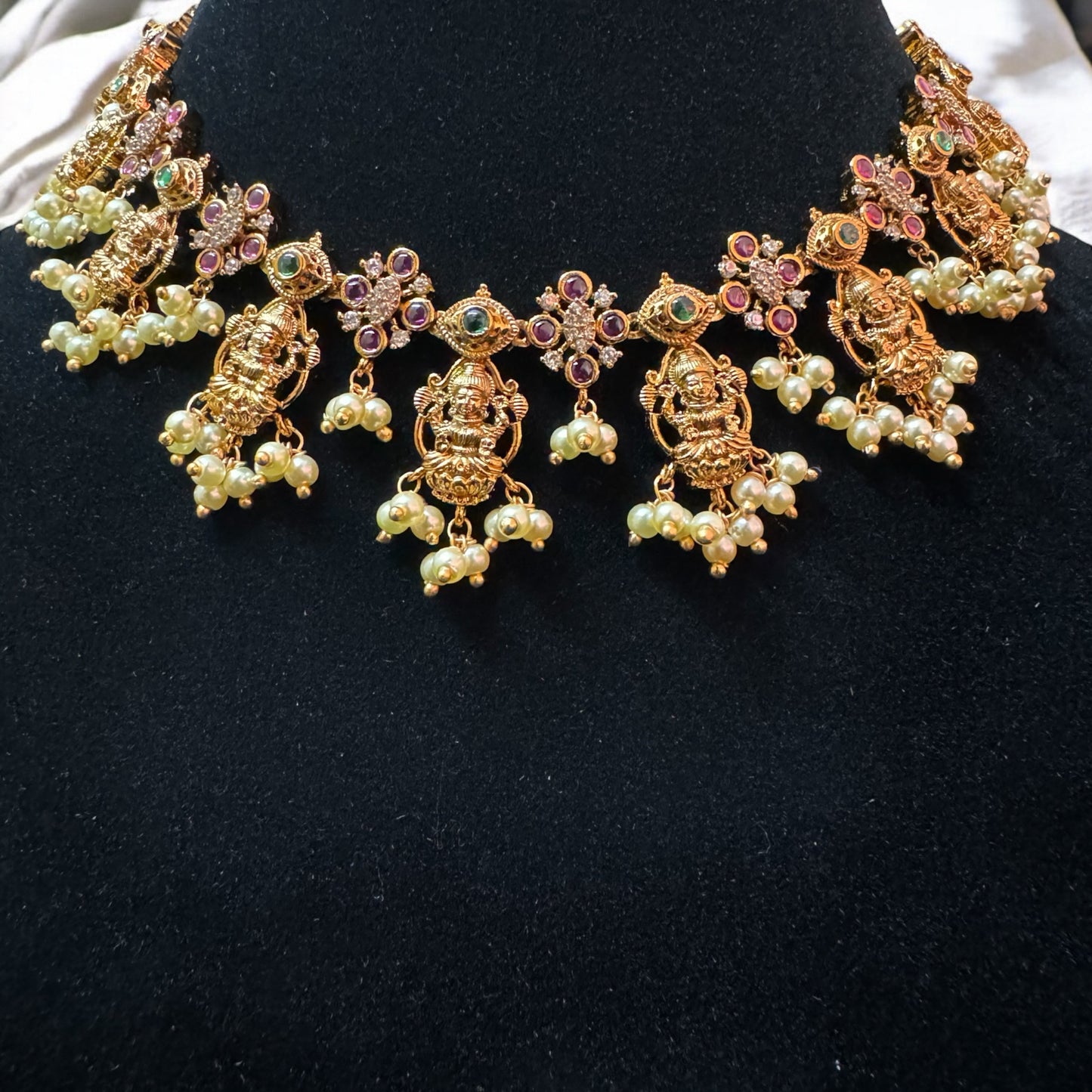 Adorable Lakshmi Design Necklace & Earrings Set
