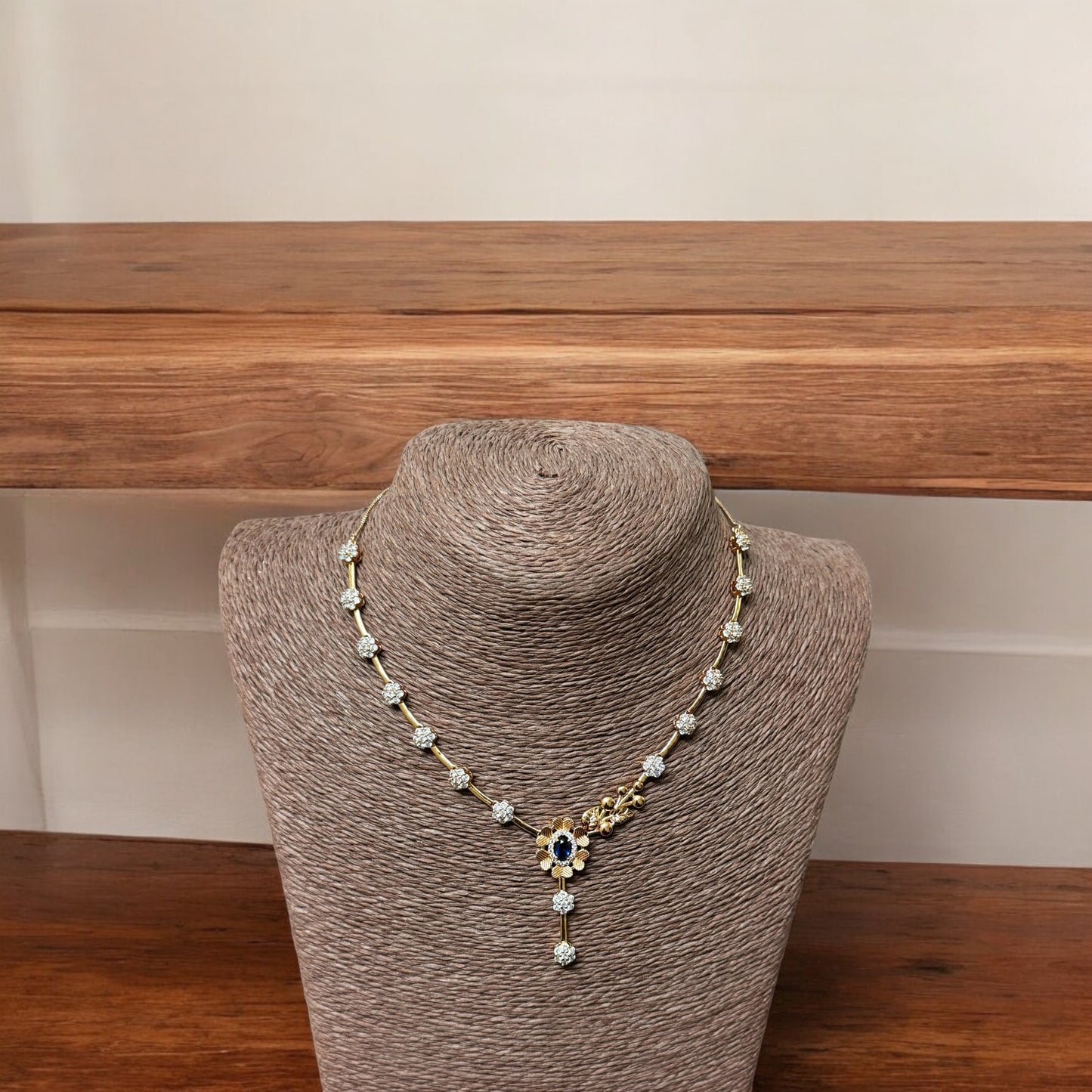 Elegant Simple A D Stone Necklace & Earrings Set