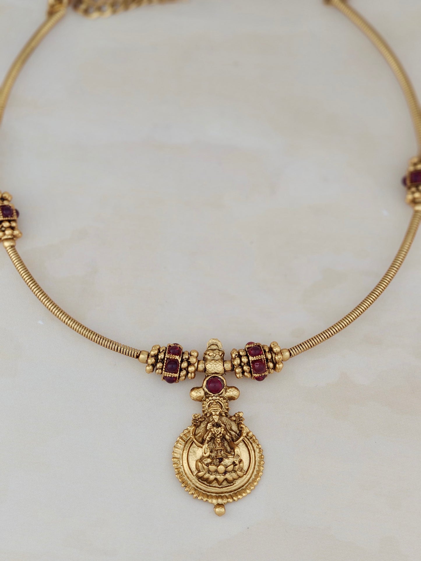 Lakshmi Necklace with Red Stones