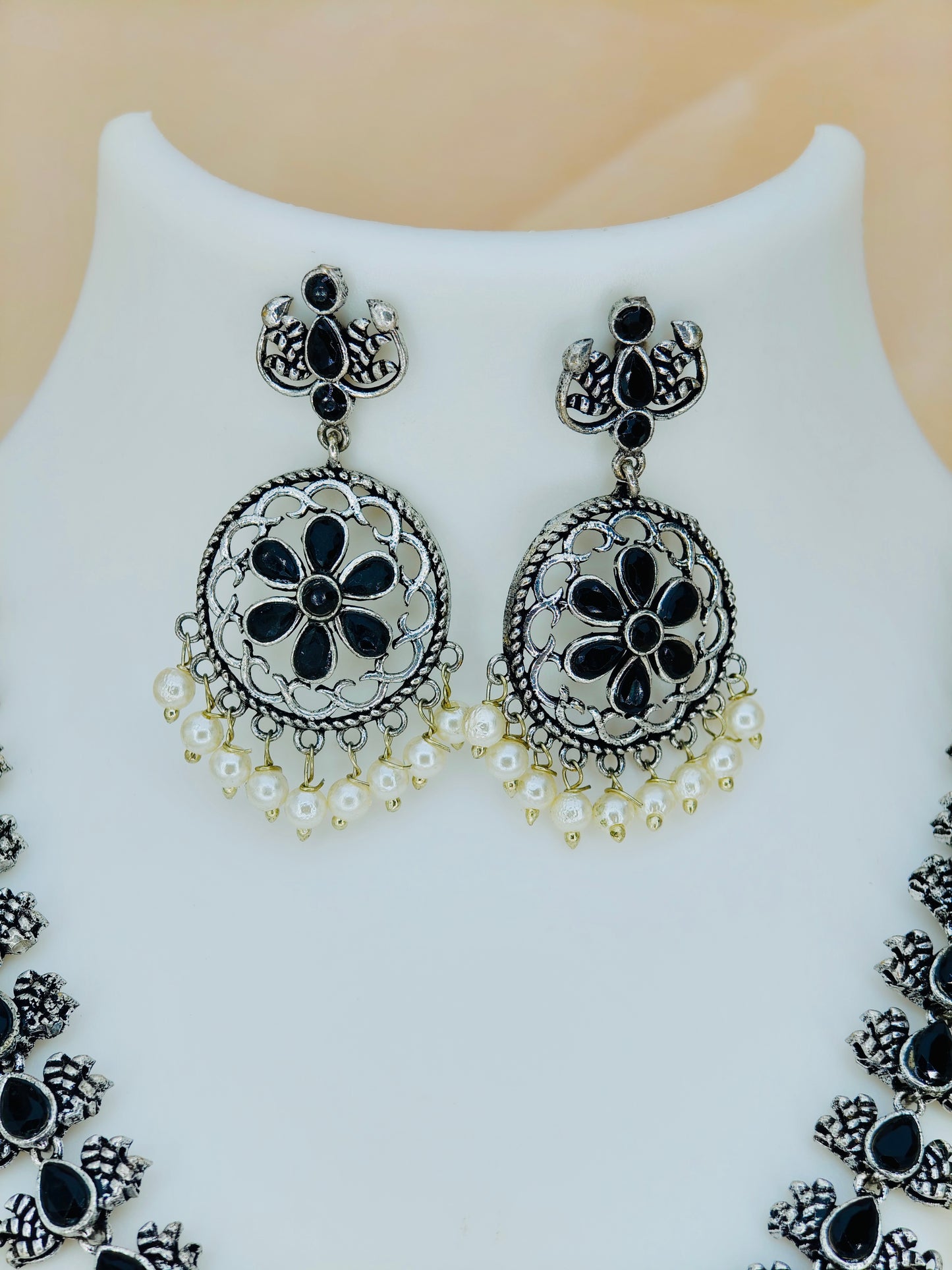 Beautiful Oxidised Necklace Set Black
