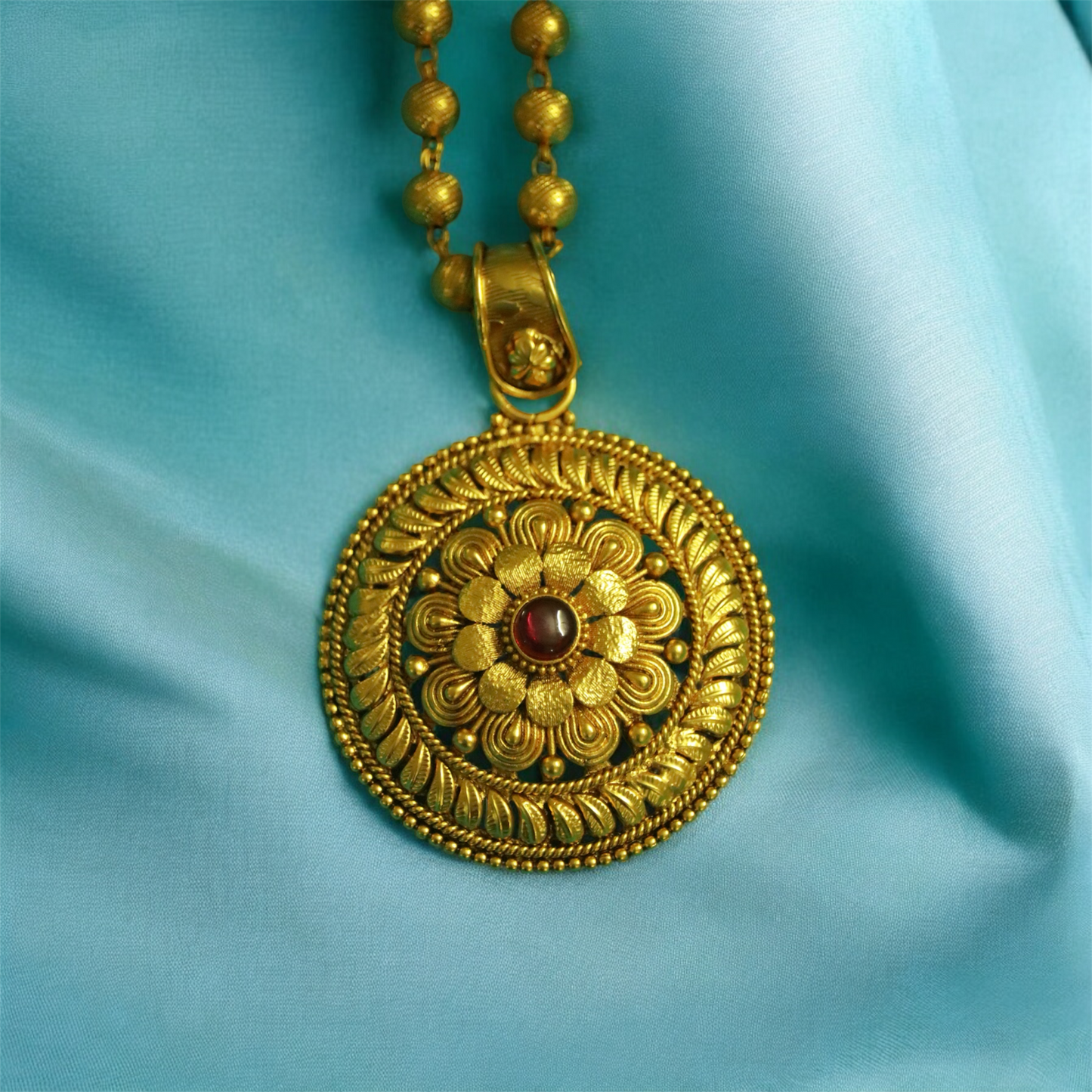 Traditional Large Pendant Balls Chain with Earrings