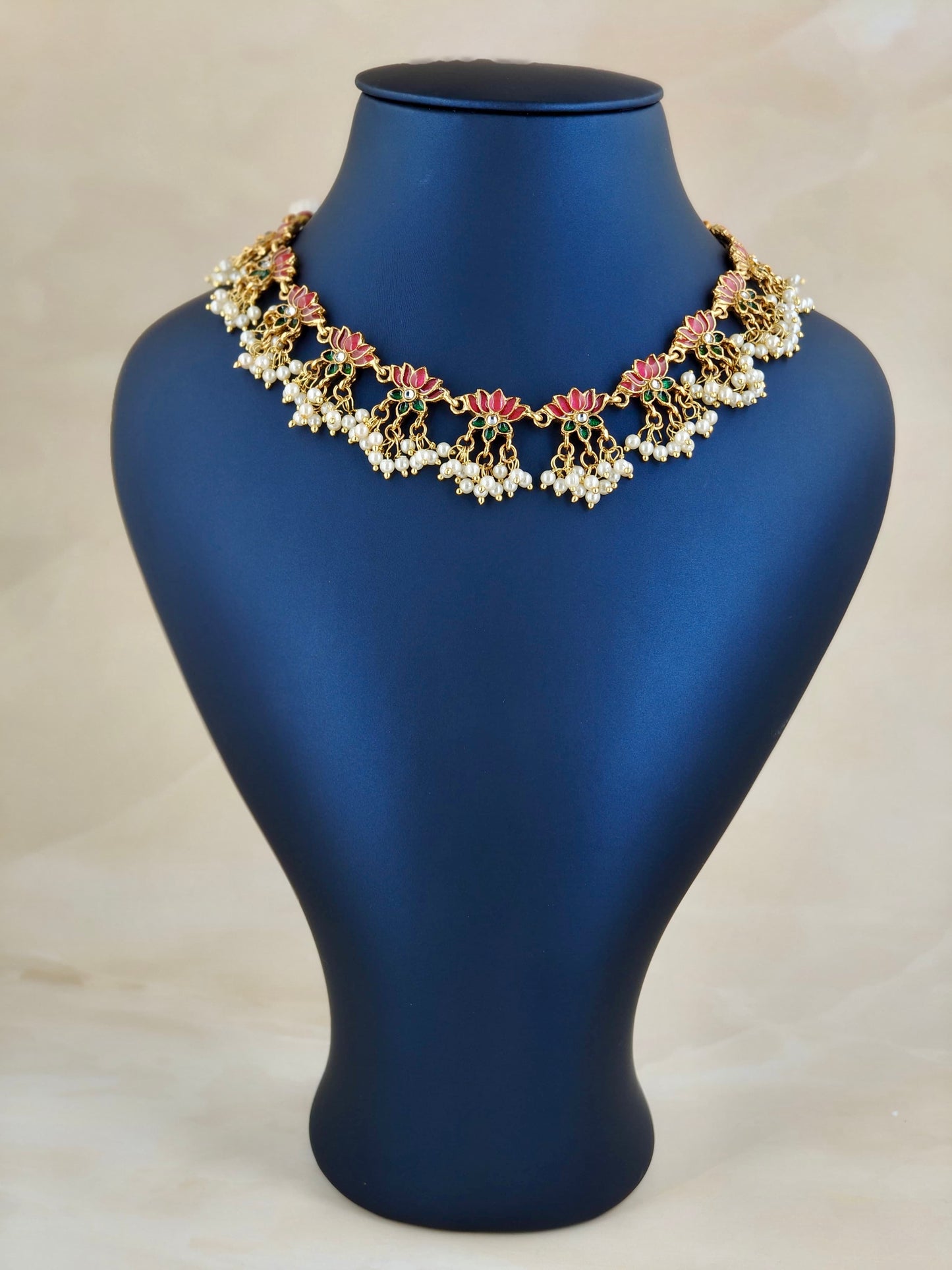 Beautiful Lotus Necklace with Pearls