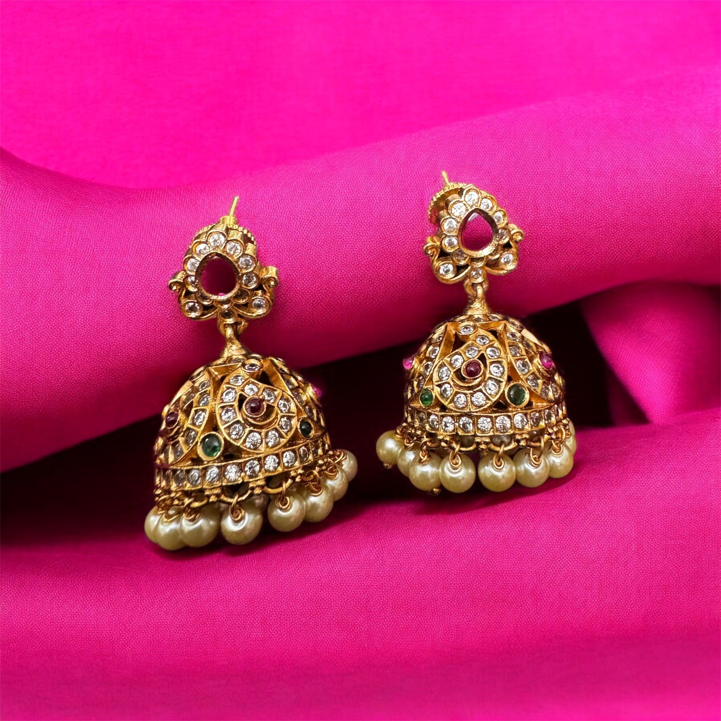 Gorgeous AD Stone Necklace & Jumka Set