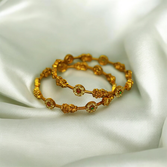Lakshmi Flower Multi Stones Bangle (set of 2)