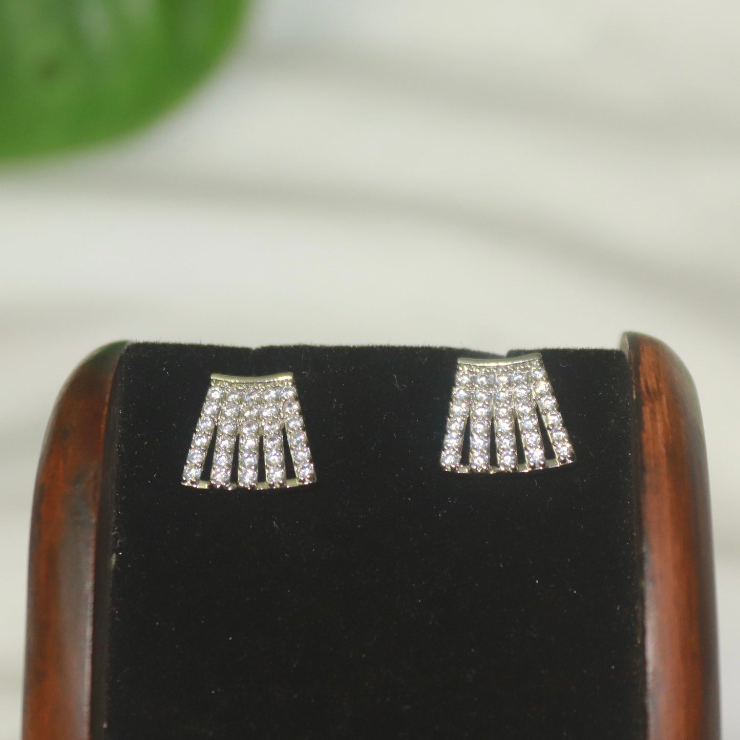 Sparkling Silver A D Stone Earrings