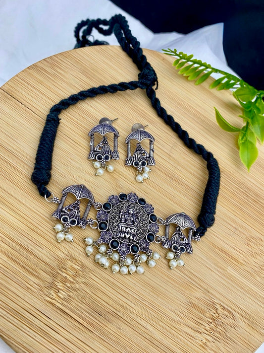 Oxidised Lakshmi Choker