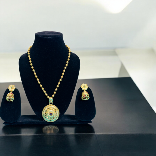 Traditional Large Pendant  Balls Chain with Earrings