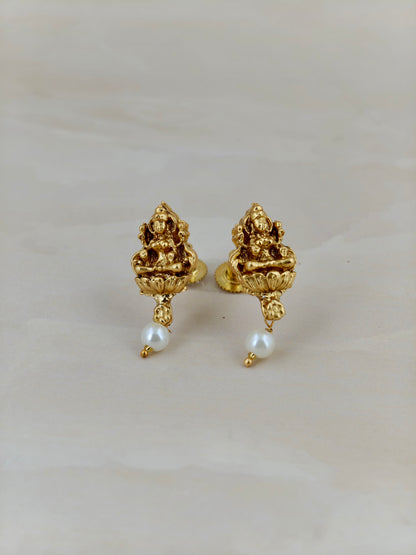 Double Layer White beads Lakshmi Pendant Necklace