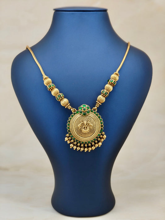 Traditional Lakshmi Pendant necklace Green