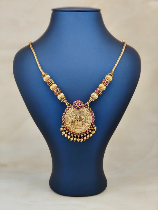 Traditional Lakshmi Pendant necklace Red