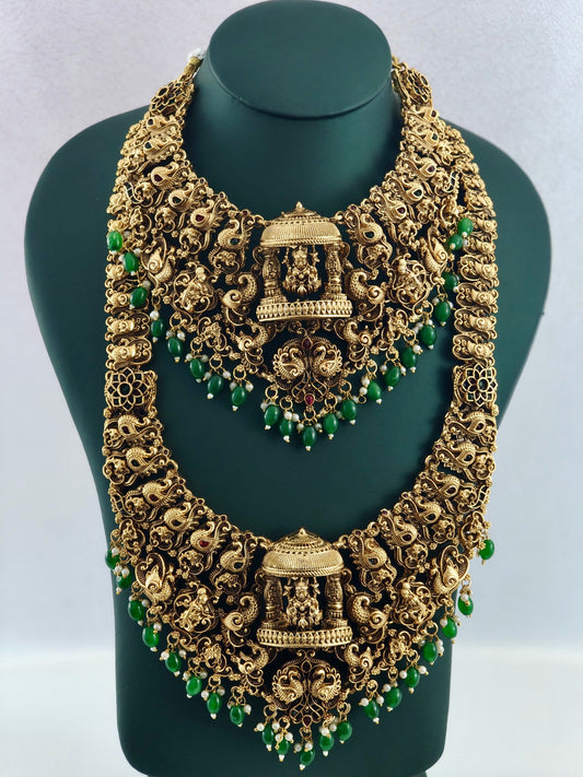 Temple Bridal Set with Green Beads