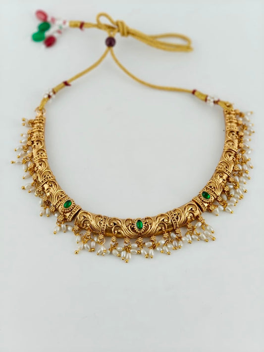 Statement Necklace with rice pearls