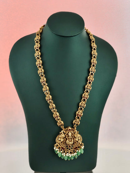 Beautiful Lakshmi Haaram with pale Green Beads