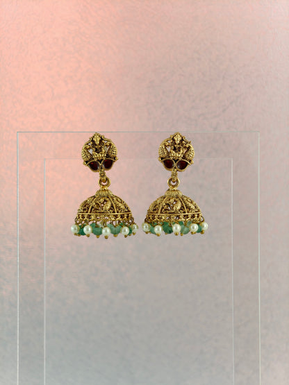 Beautiful Lakshmi Haaram with pale Green Beads