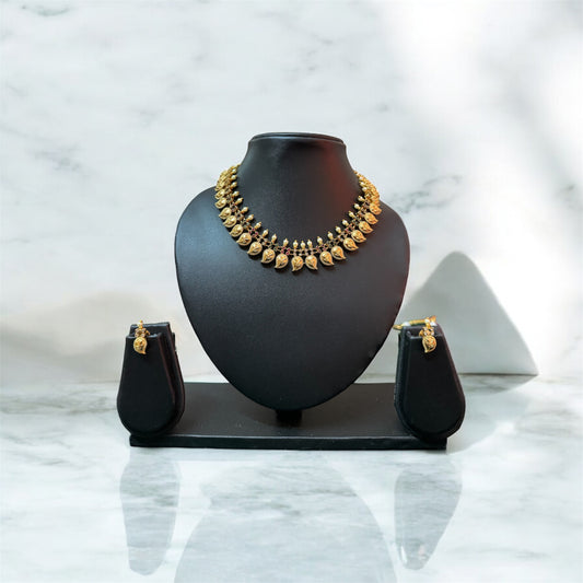 Matte Finish Mango Design Necklace & Earrings Set