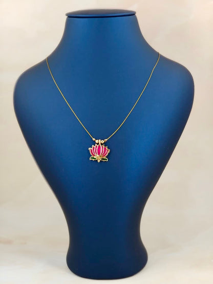 Single Lotus Pendant Invisible Necklace