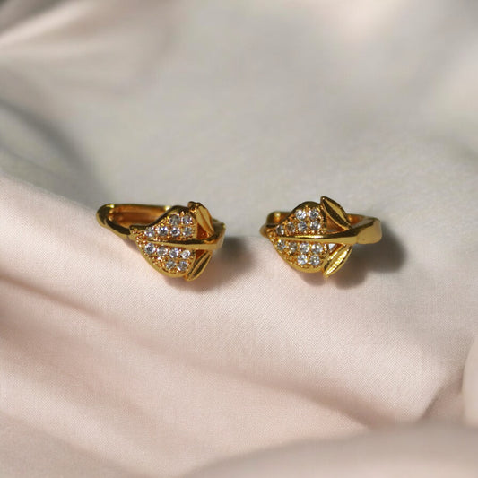 Leaf Design A D Stone Earrings