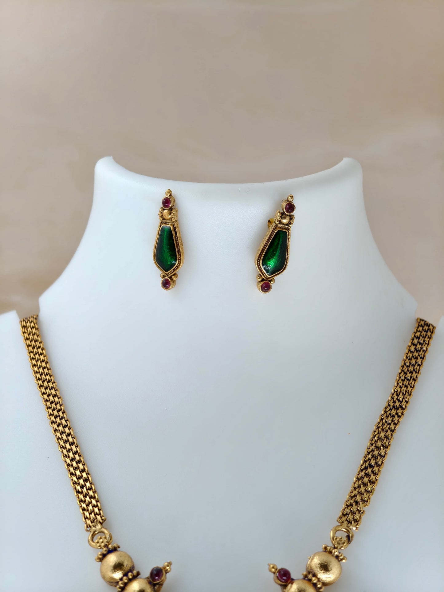 Tri locket Enamel Nagapada Necklace