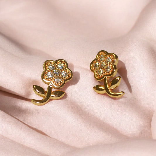Flower Design A D Stone Earrings