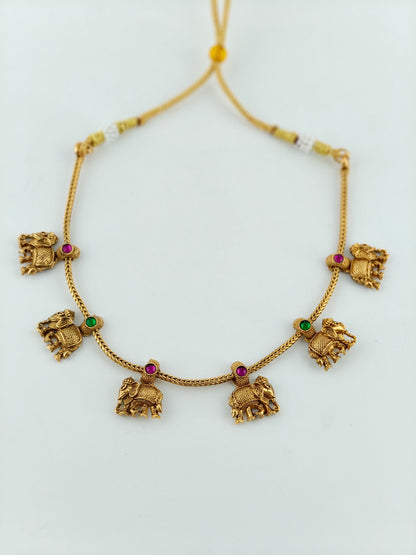 Cute Elephant necklace with multi color stones