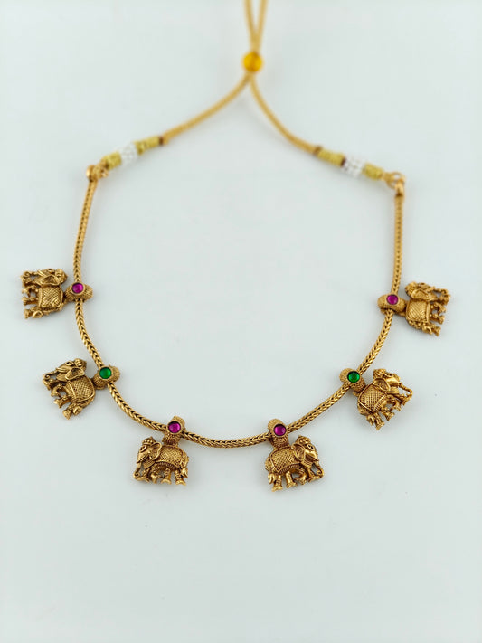 Cute Elephant necklace with multi color stones