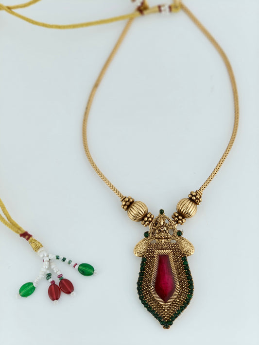 Nagapadam Pendant Necklace Rani Pink Colour