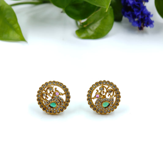 A D & Kemp Stone Peacock Ear Studs